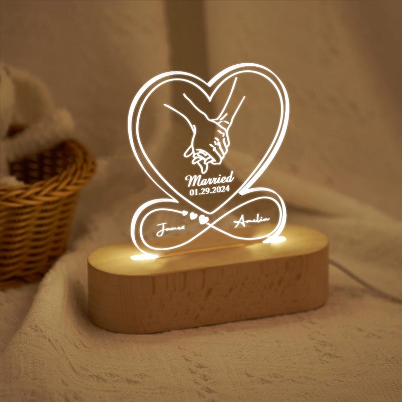 Personalized Infinity Love Night Light,Customized Night Light With Name,Wedding Gifts for Couple,Anniversary Gift,Valentine's Gift for Her