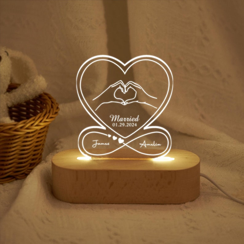 Personalized Infinity Love Night Light,Customized Night Light With Name,Wedding Gifts for Couple,Anniversary Gift,Valentine's Gift for Her