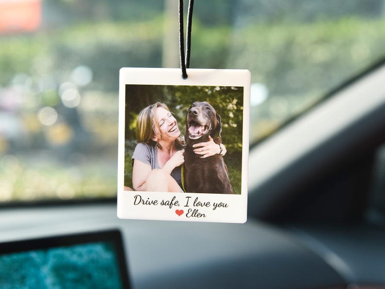 Personalized Photo Car Ornament, Hanging Car Polaroid Any Image, Drive Safe Ornament, Driving Test Pass Gift, Idea First Car Charm Gift