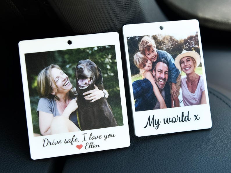 Personalized Photo Car Ornament, Hanging Car Polaroid Any Image, Drive Safe Ornament, Driving Test Pass Gift, Idea First Car Charm Gift