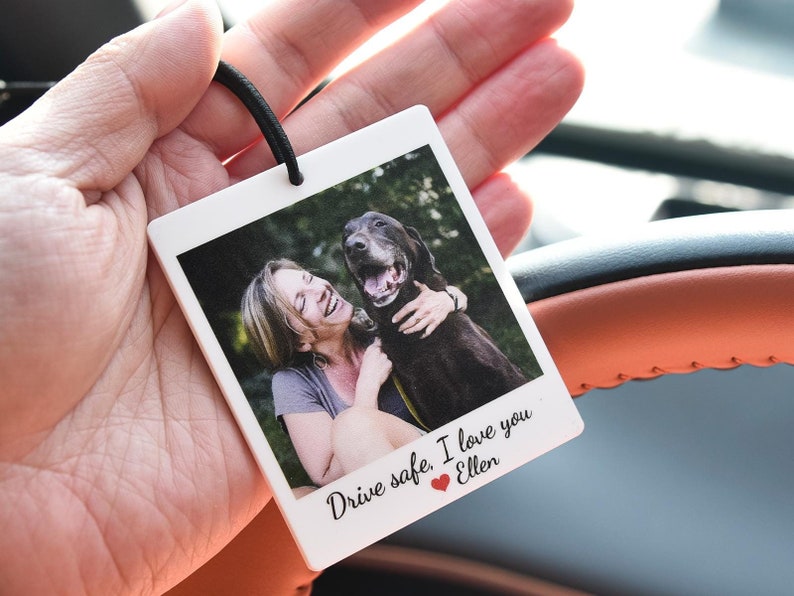 Personalized Photo Car Ornament, Hanging Car Polaroid Any Image, Drive Safe Ornament, Driving Test Pass Gift, Idea First Car Charm Gift