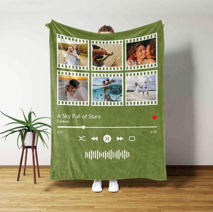 Personalized Music Blanket your photo & music favorite song Gift Blanket Great Couples Boyfriend Girlfriend Birthday Gift Mom Gift