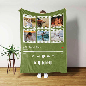 Personalized Music Blanket your photo & music favorite song Gift Blanket Great Couples Boyfriend Girlfriend Birthday Gift Mom Gift