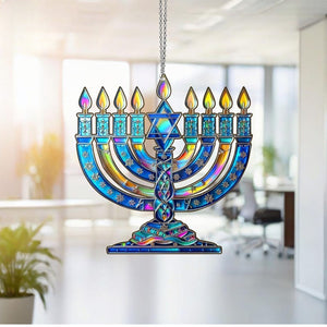 Hanukkah Christmas Ornament, 2D Flat Ornament, Hanukkah Christmas Tree Hanging Decor, Christian Family Ornament