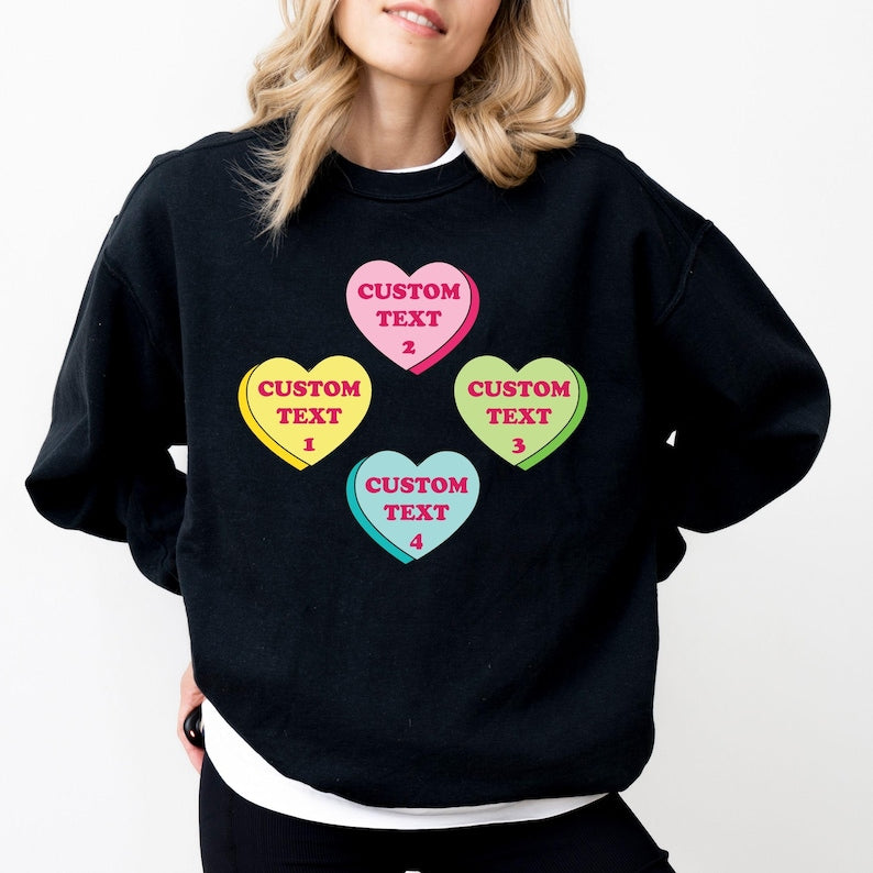Custom Conversation Candy Hearts Valentine Sweatshirt - Custom Valentines Day Shirt - Personalized Candy Hearts Shirt - Gift For Mama
