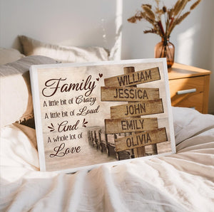 Personalized Family A Little Bit Of Crazy Wall Art Christmas Gift, Custom Street Sign Multi-Names Poster, Family Names Road Sign Wall Art