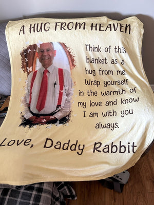 Personalized Memorial Blanket, A Hug From Heaven Gift, Memorial Photo Blanket, Remembrance Blanket, Christmas gift, In Loving Memory Blanket