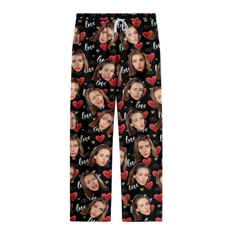 Personalized Pajamas Pants For Men Women, Custom Pajamas With Photo Dog Cat Photo, Customized Pjs Bottoms Gift For Couple, Valentines Gifts