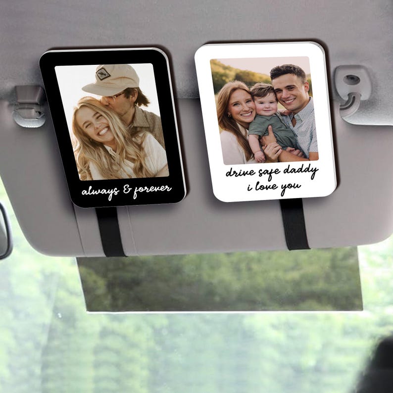 Personalized Valentine's Day Gift For Him, Custom Photo Car Visor Clip, Husband Gifts, Drive Safe Visor Clip With Picture Gift For Boyfriend