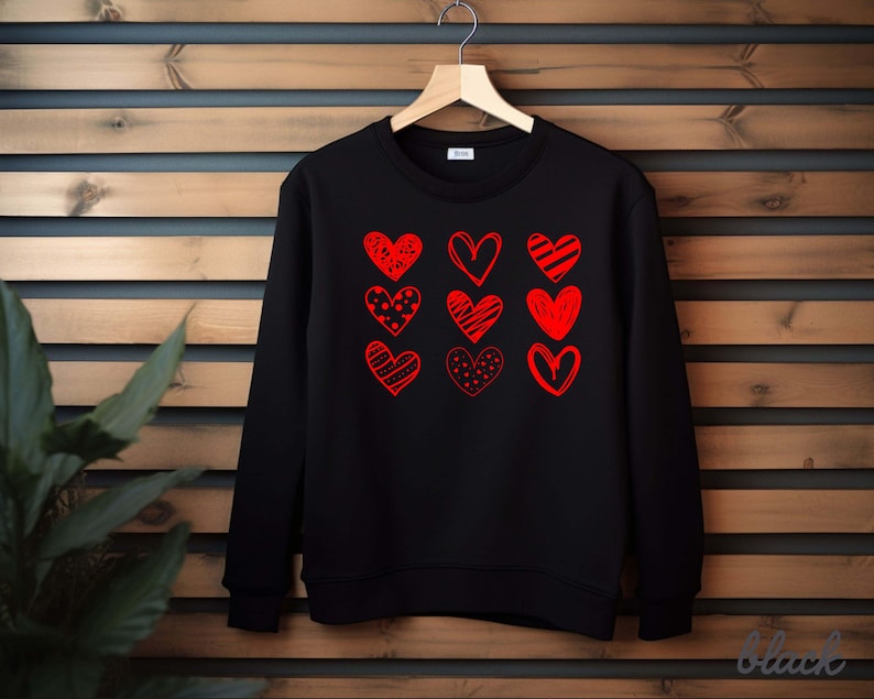 Womens Valentines Hearts Sweatshirt, Valentine's Day Shirt, Nine Hearts Valentine, Valentine Sweatshirt, Women's Valentines Day Sweatshirt