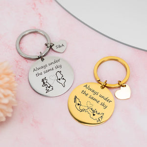 Custom Long Distance Keychain,Leaving Home Gift,Keychain Long Distance Couple Friends Long Distance Relationship Gift, Valentine's Day Gifts
