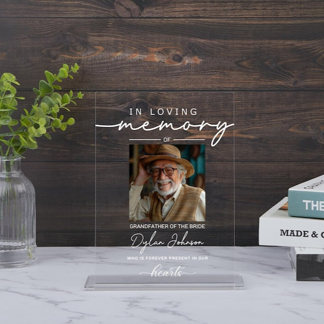 In Loving Memory Photo Sign, Custom Photo Memorial Plaque, In Loving Memory Wedding Present, Memory Acrylic Sign, Memorial Sympathy Gift
