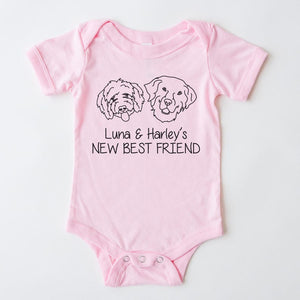 New Best Friend Onesie, Newborn Gift, Dog Lover, Custom Baby Onesie, New Baby Gift, Dog, Dog Portrait, Custom Dog, Coming Home Outfit