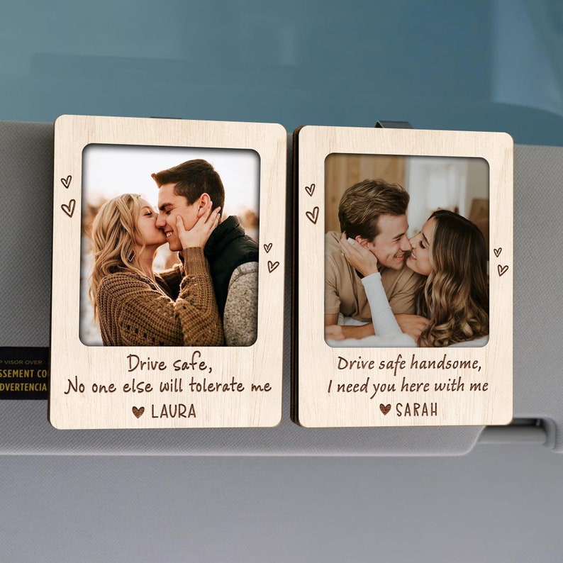 Custom Photo Car Visor Clip, Drive Safe, Valentines Day Gift for Boyfriend, Custom Photo Car Decoration, Couple Photo Visor Clip