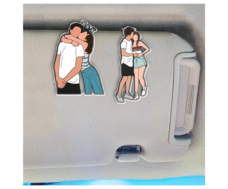 Valentines Gift For Him, Drive Safe Photo Visor Clip, Faceless Portrait Visor, Gift For Boyfriend, Drive Safe Sun Visor Picture Clip
