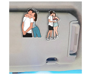 Drive Safe Love You Couple Gift , Custom Photo Car Visor Clip, Gift For Boyfriend Valentine's Day Gift for Him, Faceless Portrait Visor, Dad Gifts, Family Portrait Decoration