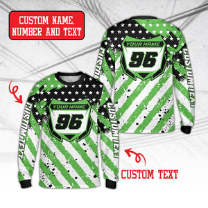 Personalized Dirt Bike Long Sleeve, Custom Rider's Name Number Plate Shirt, Motocross BMX Shirt, Off-Road Racing, 3D Dirt Bike Gift