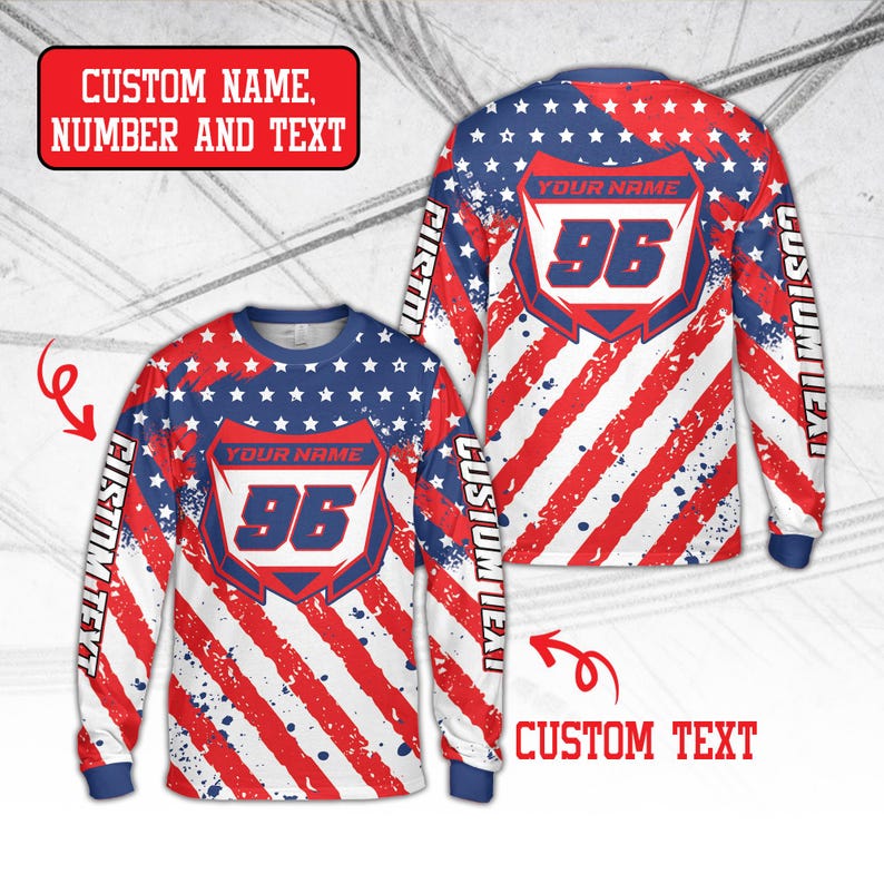Personalized Dirt Bike Long Sleeve, Custom Rider's Name Number Plate Shirt, Motocross BMX Shirt, Off-Road Racing, 3D Dirt Bike Gift