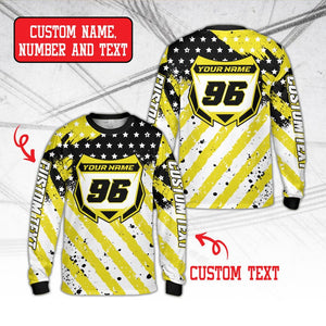 Personalized Dirt Bike Long Sleeve, Custom Rider's Name Number Plate Shirt, Motocross BMX Shirt, Off-Road Racing, 3D Dirt Bike Gift