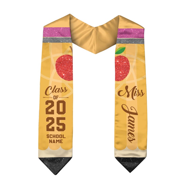 Custom Graduation Stole Class Of 2025, Teacher Graduation Stole 2025, Teacher Stole, Pencil Stole Graduation For Teachers, Sash For Teacher