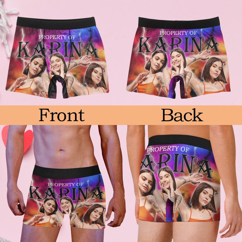 Personalized Boxer with Picture, Personalized Photo Underwear, Custom Name on underwear, Custom boxer for Boyfriend, Valentine Gift for Him