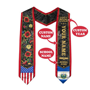 Custom Salvadorans American Flag Graduation Sash 2025, El Salvador Graduation Stole 2025, Salvadorans Graduation Sash, Graduation Stole 2025