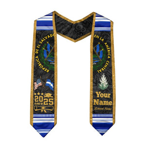 Custom Salvadorans American Flag Graduation Sash 2025, El Salvador Graduation Stole 2025, Salvadorans Graduation Sash, Graduation Stole 2025