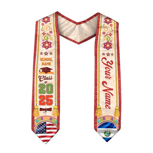 Custom Salvadorans American Flag Graduation Sash 2025, El Salvador Graduation Stole 2025, Salvadorans Graduation Sash, Graduation Stole 2025