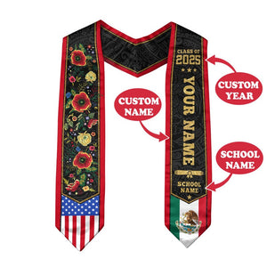 Custom Mexican Graduation Sash, Mexican American Flag Graduation Sash 2025, Mexican Stole, Mexico Graduation Stole 2025, Graduation Gift