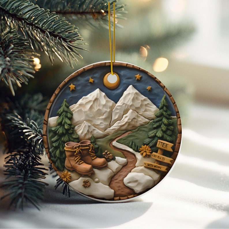 Hiking Couple Ornament, National Park Gift Outdoors Gifts Hikers, Backpackers Happy Camper, Hiking Lover Gifted, Travel Adventure Lover Gift
