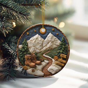 Hiking Couple Ornament, National Park Gift Outdoors Gifts Hikers, Backpackers Happy Camper, Hiking Lover Gifted, Travel Adventure Lover Gift