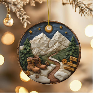 Hiking Couple Ornament, National Park Gift Outdoors Gifts Hikers, Backpackers Happy Camper, Hiking Lover Gifted, Travel Adventure Lover Gift