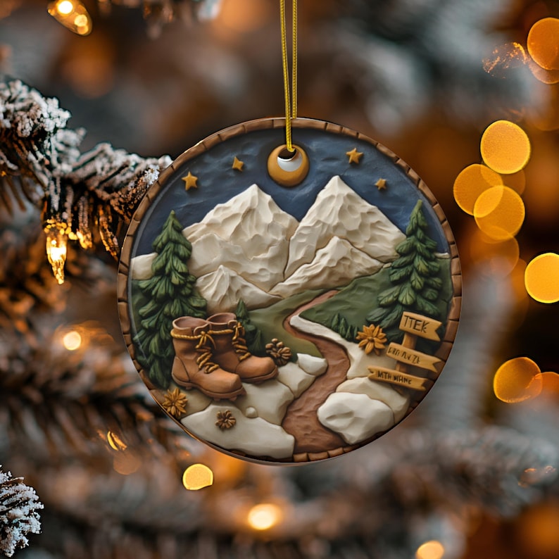 Hiking Couple Ornament, National Park Gift Outdoors Gifts Hikers, Backpackers Happy Camper, Hiking Lover Gifted, Travel Adventure Lover Gift