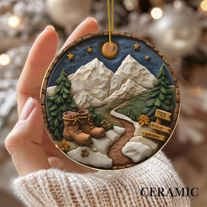 Hiking Couple Ornament, National Park Gift Outdoors Gifts Hikers, Backpackers Happy Camper, Hiking Lover Gifted, Travel Adventure Lover Gift