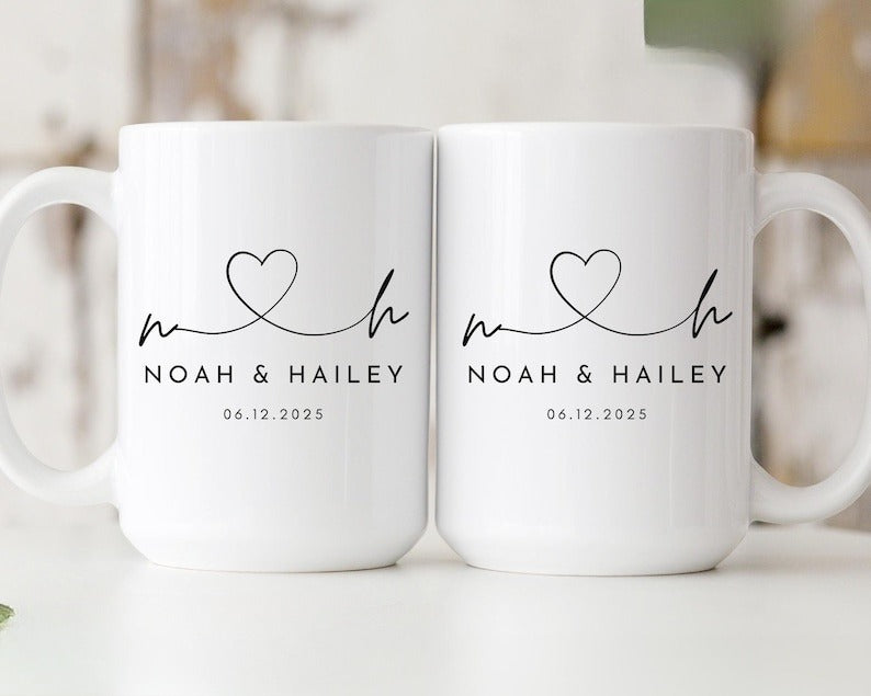 Personalized Mr & Mrs Coffee Mugs, Husband and Wife Mugs, Mr and Mrs Mug, Custom Mr Mrs Coffee Mugs, New Bride and Groom Set