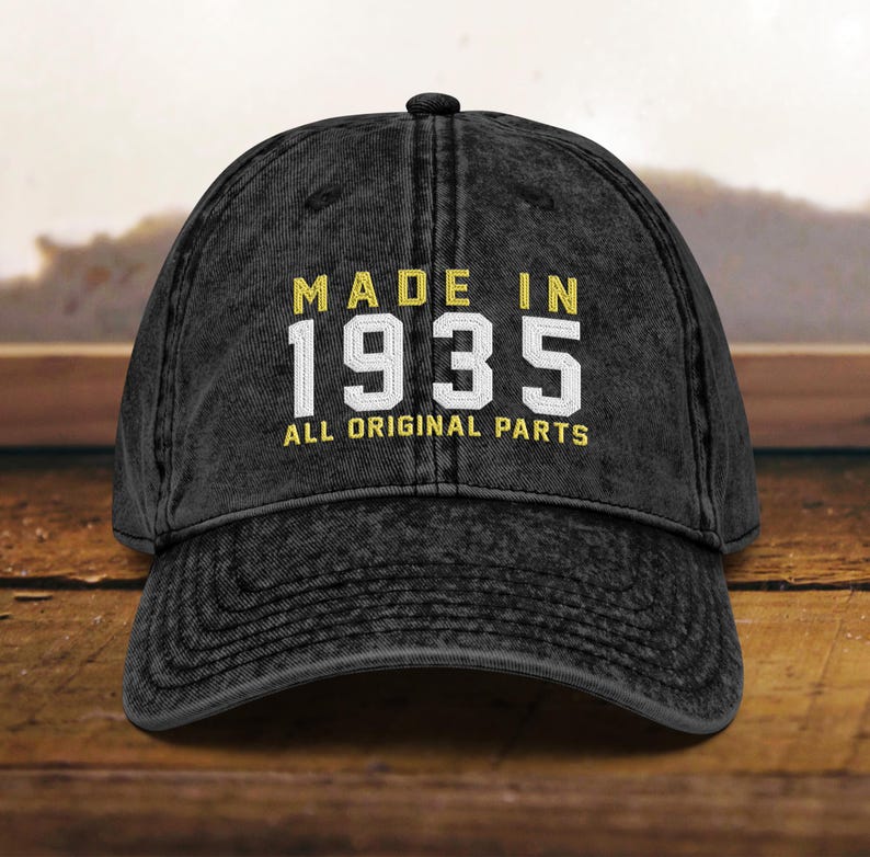 90th Birthday gift Vintage Embroidered Hat for 90th Birthday Born In 1935 Cotton Twill Cap