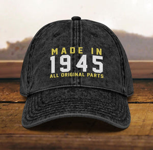 80th Birthday Gift, Vintage Embroidered Hat for 80th Birthday, Born In 1945 Cap