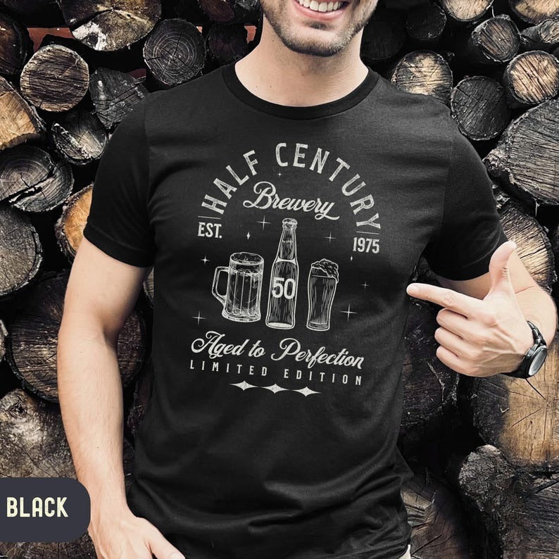 50th Birthday Shirt for Him, 1975 Vintage Birthday TShirt, Beer Lover Birthday Tee, Mens 50th Birthday T-Shirt, Funny 50th Gift for Husband