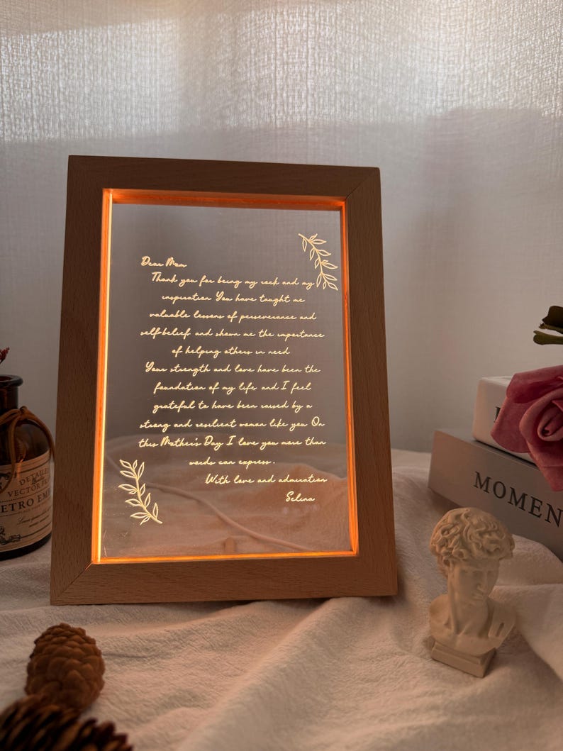 Personalized Letter Light to Mom, Custom Hand-written Letter Night Light, Mother's Day Gift Ideas, Mama Grandma Nana Mimi Birthday Gifts