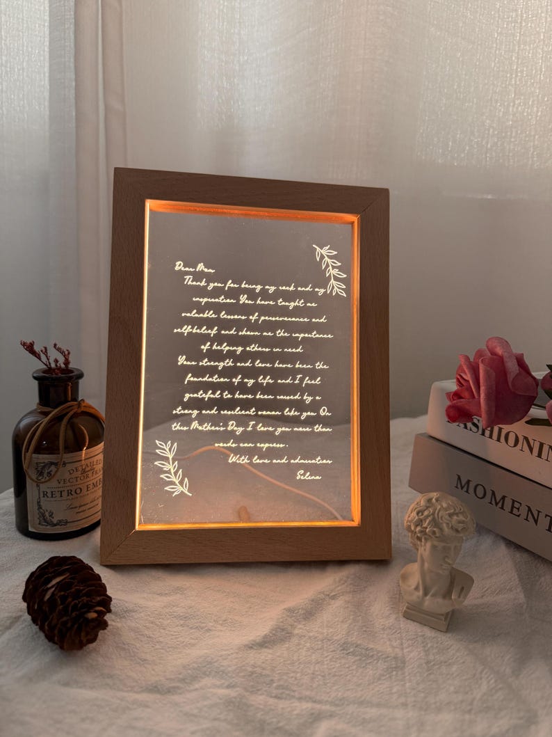 Personalized Letter Light to Mom, Custom Hand-written Letter Night Light, Mother's Day Gift Ideas, Mama Grandma Nana Mimi Birthday Gifts