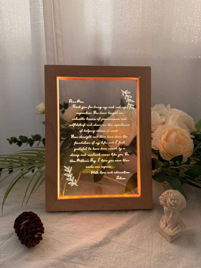 Personalized Letter Light to Mom, Custom Hand-written Letter Night Light, Mother's Day Gift Ideas, Mama Grandma Nana Mimi Birthday Gifts