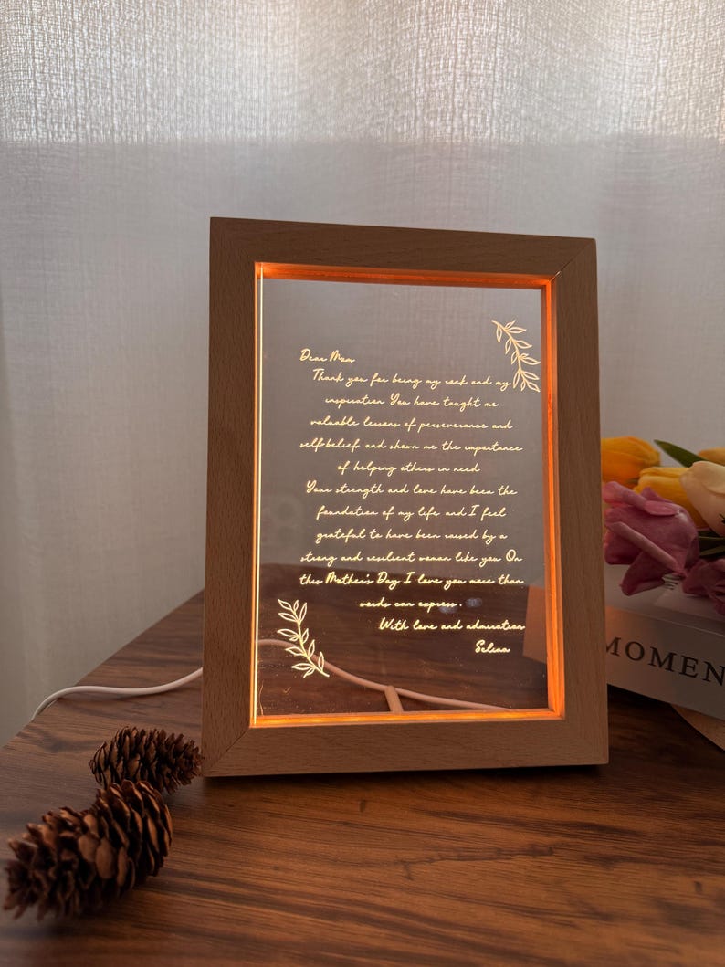 Personalized Letter Light to Mom, Custom Hand-written Letter Night Light, Mother's Day Gift Ideas, Mama Grandma Nana Mimi Birthday Gifts