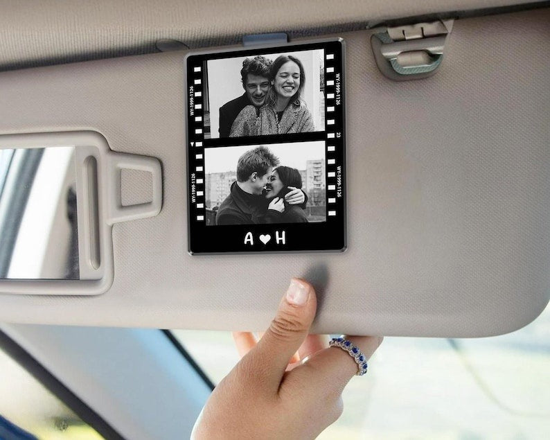 Valentines Gift For Him, Photo Car Visor Clip, Car Accessories, Custom Visor Clip Photo, Custom Couple Photo Car Decorations, Car Charms