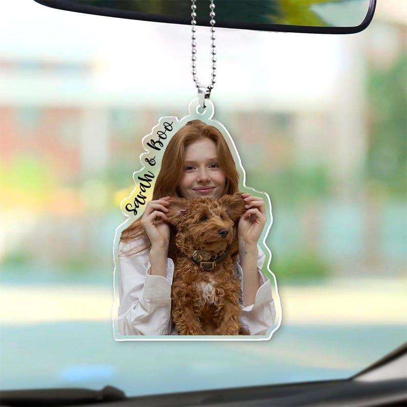 Personalized Photo Car Ornament, Custom Photo Dog and Dog Owners , Custom Name Dog Lovers Photo, Personalized Photos Car Hanging, Car Ornament
