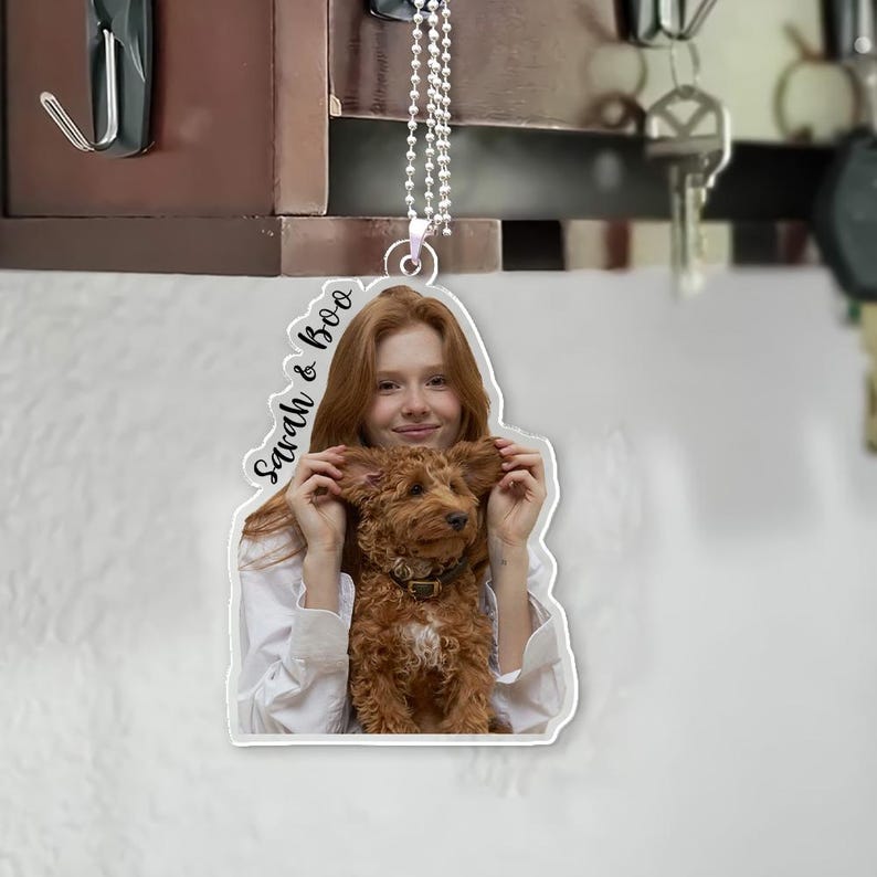 Personalized Photo Car Ornament, Custom Photo Dog and Dog Owners , Custom Name Dog Lovers Photo, Personalized Photos Car Hanging, Car Ornament