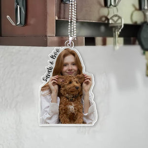 Personalized Photo Car Ornament, Custom Photo Dog and Dog Owners , Custom Name Dog Lovers Photo, Personalized Photos Car Hanging, Car Ornament