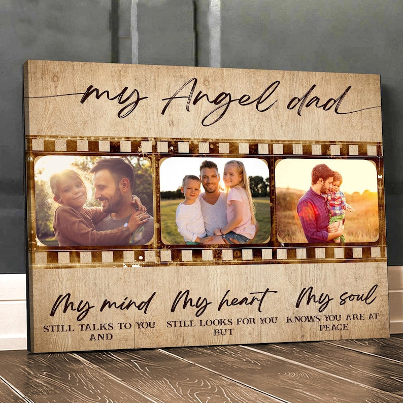 Personalized Memorial Gift For Loss Of Dad, Custom Dad Memorial Gift With Photo, Dad Remembrance Gift, Loss Of Dad Memorial Wall Art