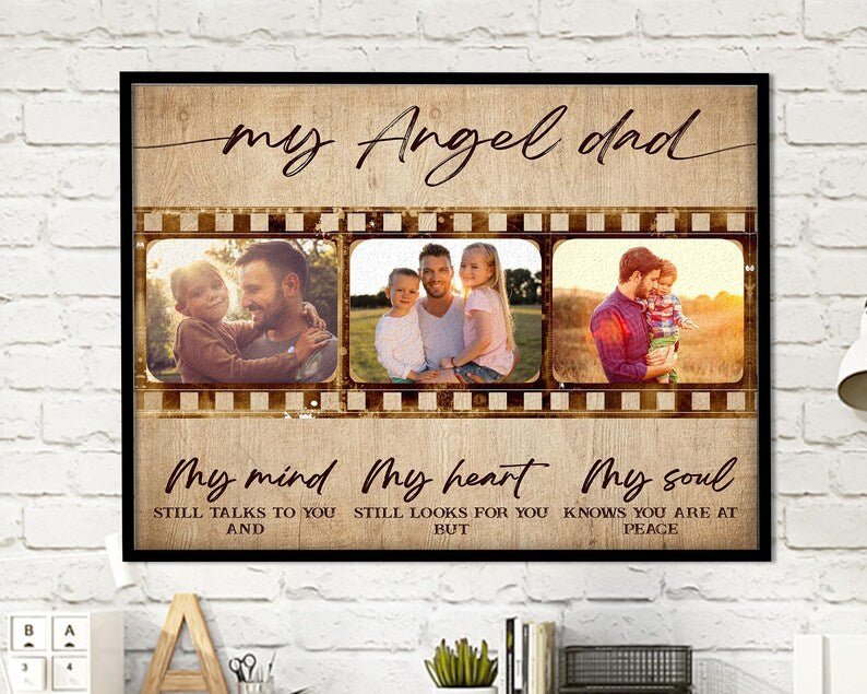 Personalized Memorial Gift For Loss Of Dad, Custom Dad Memorial Gift With Photo, Dad Remembrance Gift, Loss Of Dad Memorial Wall Art