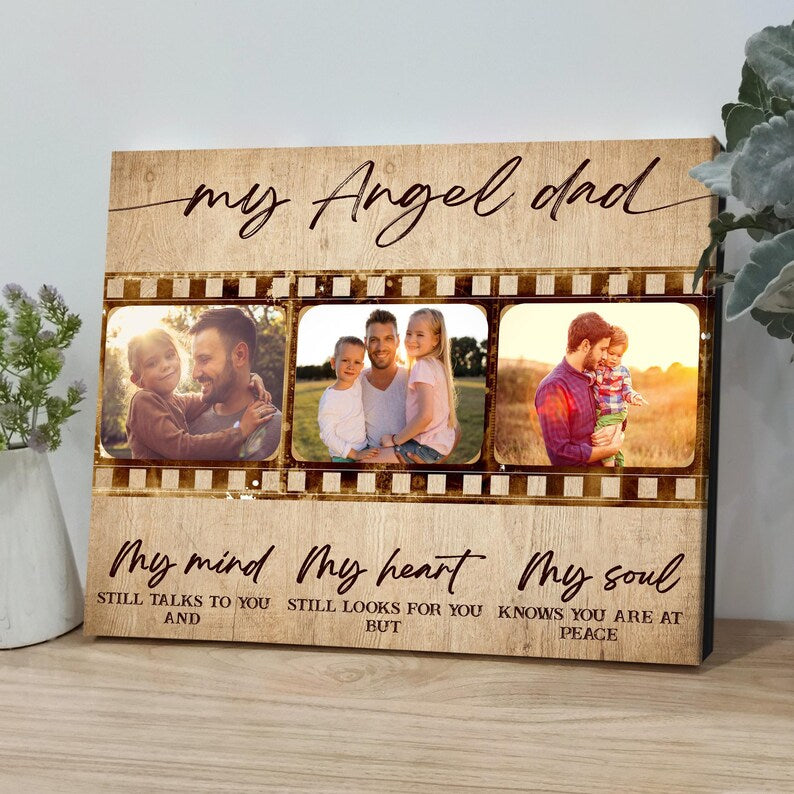 Personalized Memorial Gift For Loss Of Dad, Custom Dad Memorial Gift With Photo, Dad Remembrance Gift, Loss Of Dad Memorial Wall Art