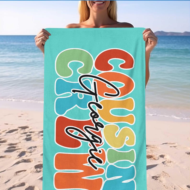Cousin Crew Beach Towel, Summer Beach Gift For Cousin, Matching Cousin Trip Gift, Family Vacation Beach Towel,Kids Pool Birthday Party Towel